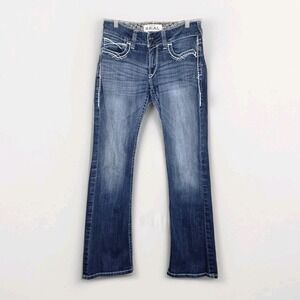 Ariat Women R.E.A.L. Entwined Mid Rise Boot Cut Jeans Sz 28 Short Medium Wash